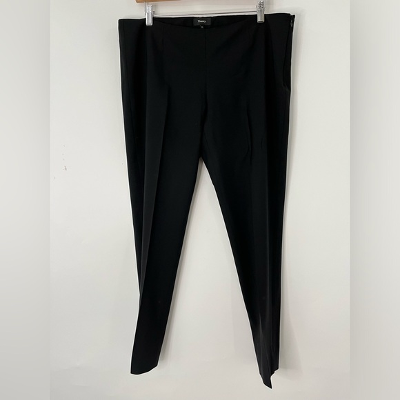 Theory Belisa 3 Slim Ankle Pant Sevona Stretch 0444 Wool Black Dress Pants - Picture 2 of 9